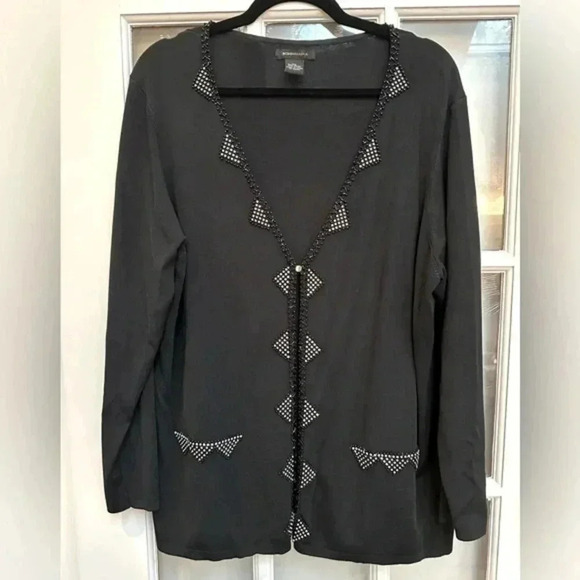 Vintage BCBGMAXAZRIA Y2K Beaded Crystal Sequin Formal Cardigan Plus Size 2X - Picture 1 of 9